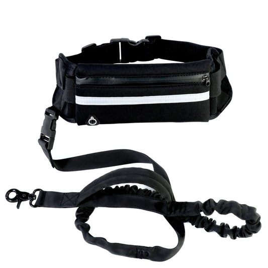 Hands-Free Dog Leash and Training Belt with Shock-Absorbing Bungee for Large Dogs up to 180 lbs, Featuring Phone Pocket and Water Bottle Holder