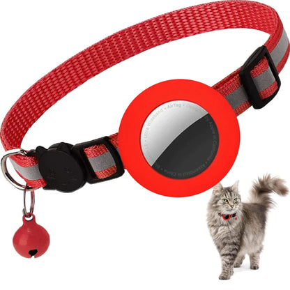 Airtag Cat Collar Breakaway, Reflective Kitten Collar with Apple Air Tag Holder and Bell for Girl Boy Cats, Lightweigh Necklace