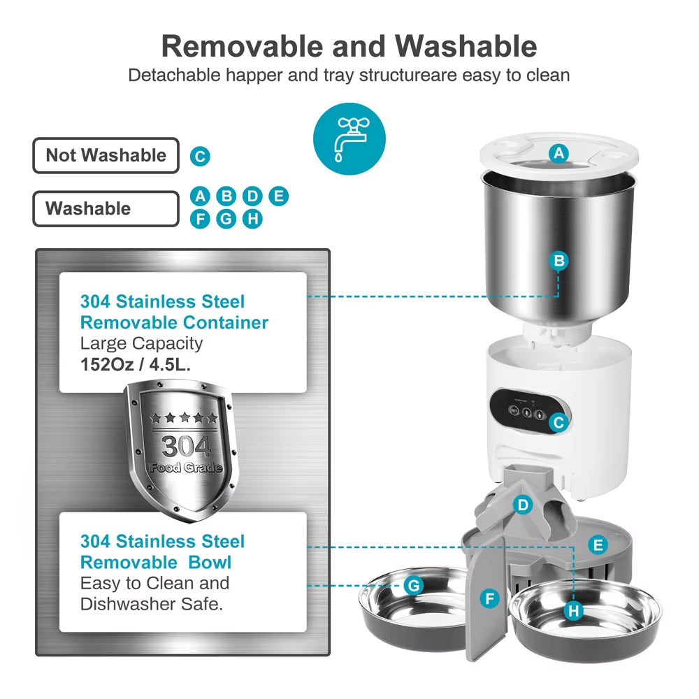 Tuya Smart APP Pet Feeder Cat and Dog Food Automatic Dispenser Suitable for Small and Medium-Sized Cats and Dogs Remote Feeding