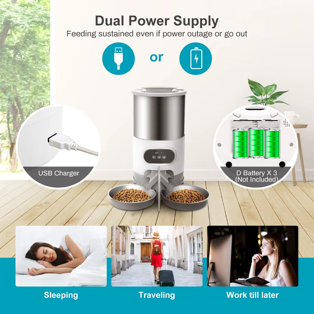 Tuya Smart APP Pet Feeder Cat and Dog Food Automatic Dispenser Suitable for Small and Medium-Sized Cats and Dogs Remote Feeding