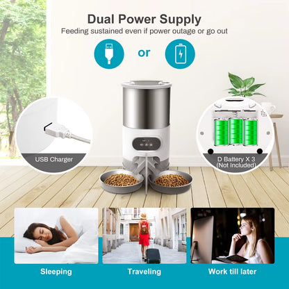 Tuya Smart APP Pet Feeder Cat and Dog Food Automatic Dispenser Suitable for Small and Medium-Sized Cats and Dogs Remote Feeding
